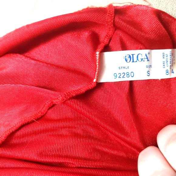 Vintage Olga Red Nightgown 92280 S - Picture 6 of 6